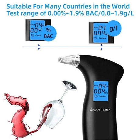 LCD Detector Backlight Light Breath Alcohol Tester, AT69S With 4 Mouthpieces Box, AT69S With 12 Mouthpieces Box