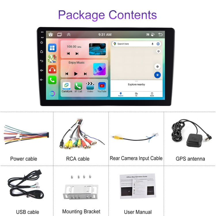 Reproductor Bluetooth para coche con pantalla grande HD universal Android 6+128G, navegación GPS integrada, 7 pulgadas, 9 pulgadas, 10,1 pulgadas