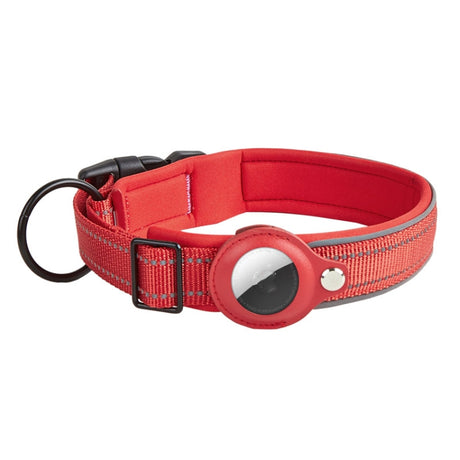 Reflective Dog Collar with Neoprene Lining & AirTag Tracker – Sizes S, M, L, XL - LYDARZ