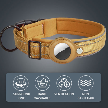 Reflective Dog Collar with Neoprene Lining & AirTag Tracker – Sizes S, M, L, XL - LYDARZ