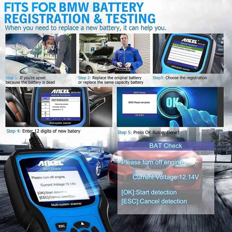 ANCEL BM700 Upgraded Version For BMW Full System Diagnostic OBDII Tester Maintenance And Resetting Repair Tools, BM700 Upgraded Version
