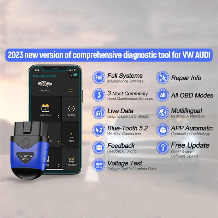 Escáner de diagnóstico completo del sistema de coche AUTOPHIX 3610 con Bluetooth para VW, AUDI, SKODA y SEAT.