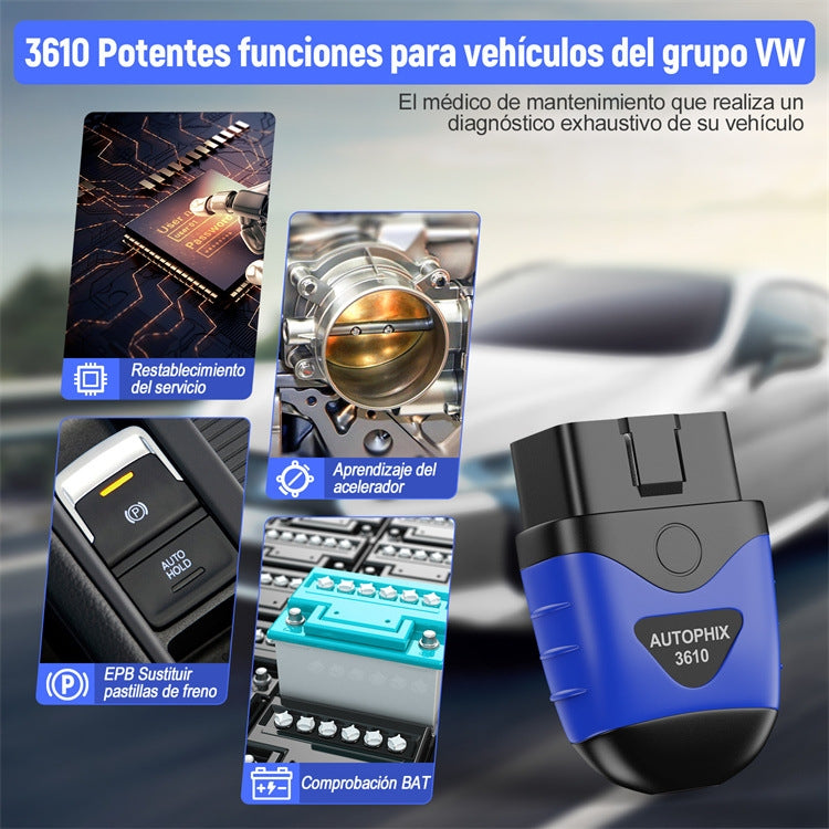 Escáner de diagnóstico completo del sistema de coche AUTOPHIX 3610 con Bluetooth para VW, AUDI, SKODA y SEAT.