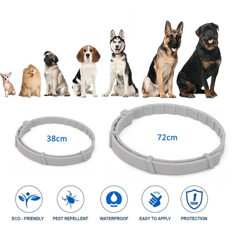 Flea & Tick Collar for Dogs & Cats – Aluminum Case, 72cm & 38cm (Gray, Orange, Blue, Pink) - LYDARZ