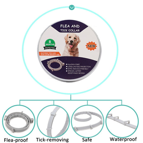 Flea & Tick Collar for Dogs & Cats – Aluminum Case, 72cm & 38cm (Gray, Orange, Blue, Pink) - LYDARZ