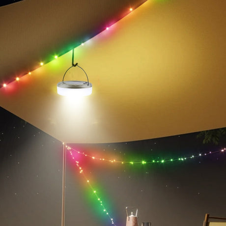 Solar LED Camping Light Type-C Charging Colorful String Lights, 10m Warm Color Light - LYDARZ