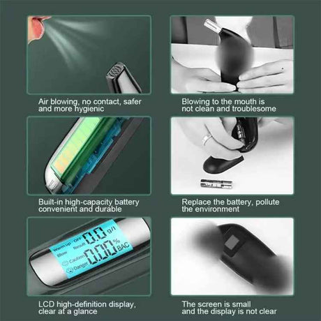 High-Precision Portable Alcohol Tester Rechargeable Breathalyzer With LCD Display, C07