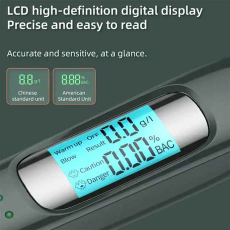 High-Precision Portable Alcohol Tester Rechargeable Breathalyzer With LCD Display, C07