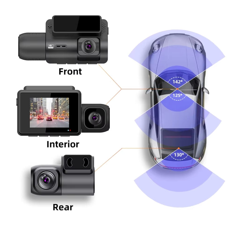 Grabadora de coche M700A de 3 canales 4K UHD frontal + 1080P interior + 2K trasera + GPS + WIFI