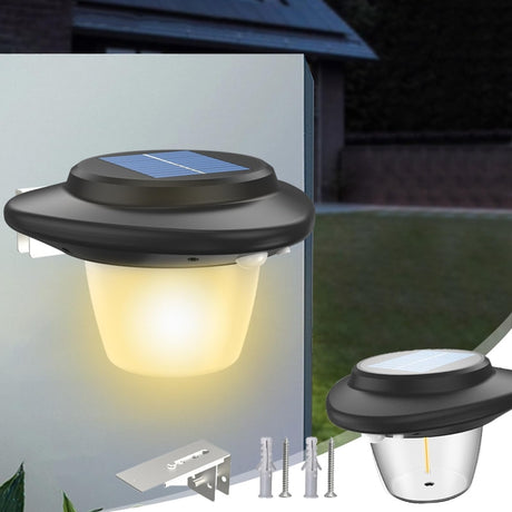Outdoor Solar Wall Light Patio Sensor Lamp, SMD Wick White Light, Tungsten Wick Warm Light - LYDARZ
