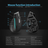 Ratón inalámbrico ZELOTES F36 de 9 teclas con agarre vertical, ergonómico, con Bluetooth dual y programación de 2,4 GHz