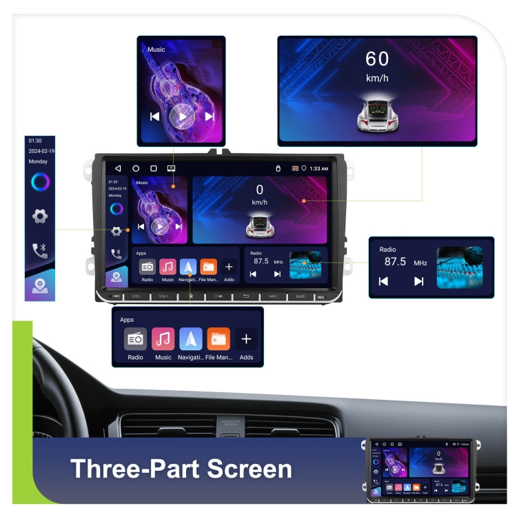 Para Volkswagen 4+64G Reproductor multimedia Sistema Android 13, 7 pulgadas, 9 pulgadas