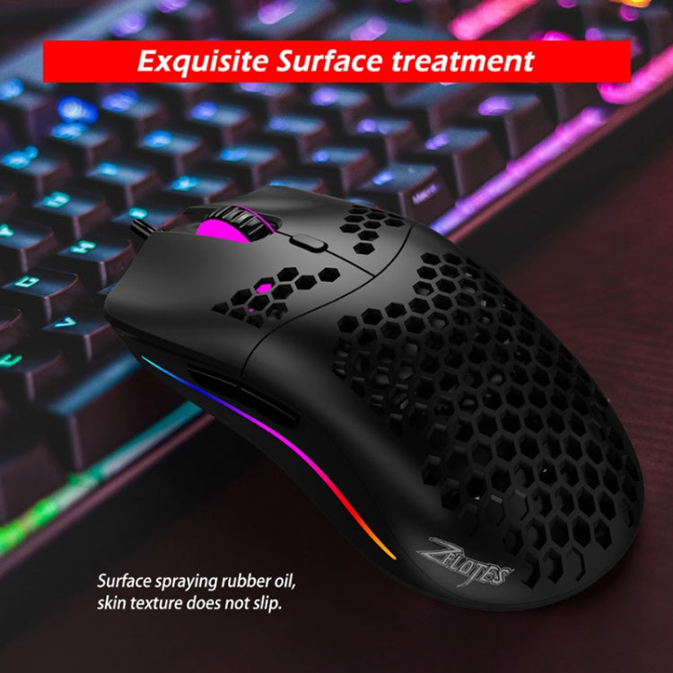 ZELOTES C7 RGB Wired Mouse - 7 Buttons, Hollow Design