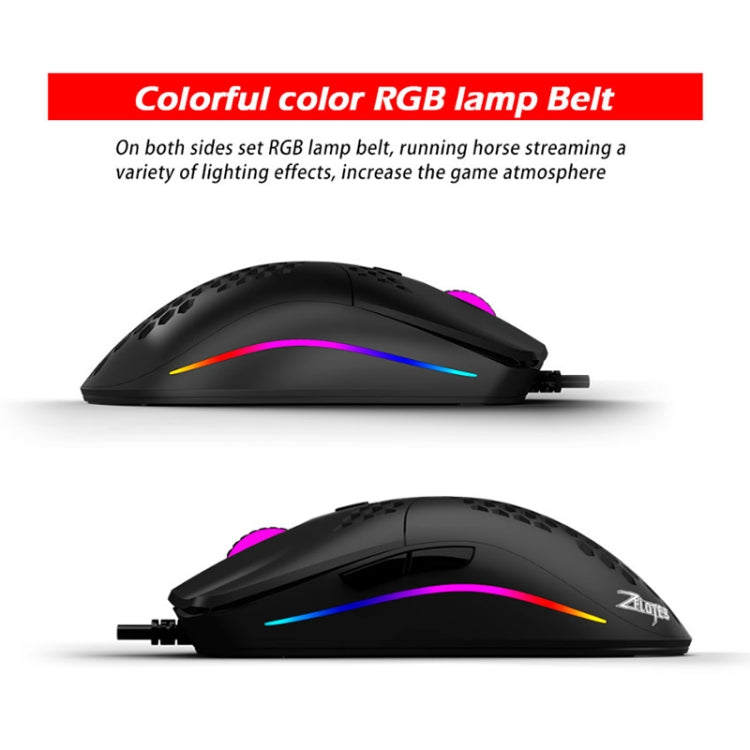 ZELOTES C7 RGB Wired Mouse - 7 Buttons, Hollow Design