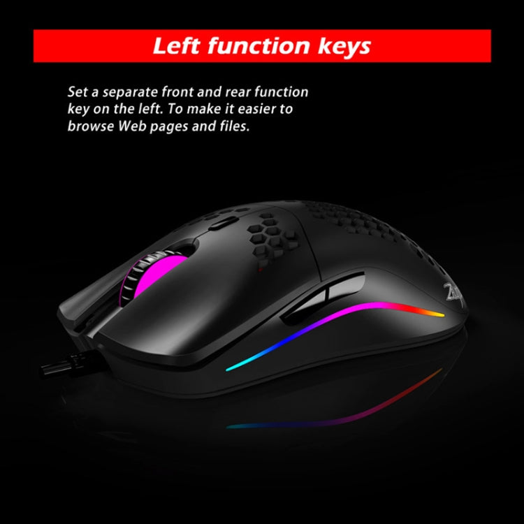 ZELOTES C7 RGB Wired Mouse - 7 Buttons, Hollow Design