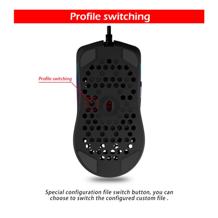 ZELOTES C7 RGB Wired Mouse - 7 Buttons, Hollow Design