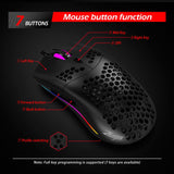 ZELOTES C7 RGB Wired Mouse - 7 Buttons, Hollow Design