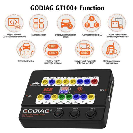 GODIAG GT100+ OBDII Breakout Box Diagnostic Port Tester ECU Bench Connector, UK Plug, UK Plug