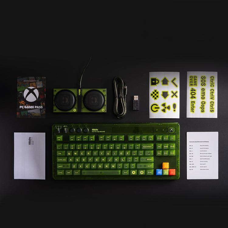 8BitDo Retro87 Mechanical Keyboard: RGB, Green Transparent, Large Keys