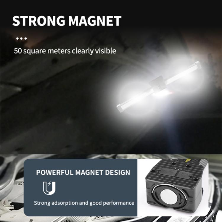 Double-Sided COB Work Light with 90-Degree Folding Design, Magnet, and Hook for Maintenance