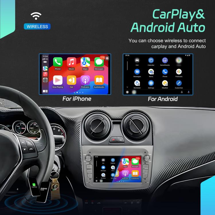 Para Alfa Romeo MITO 2008-2016, pantalla horizontal de 7 pulgadas, Android 15, Carplay, control central integrado, 4+64 GB, 2+64 GB