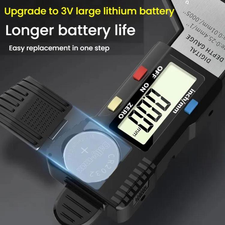 Regla de profundidad digital Syntek de 0 a 25 mm para una medición precisa de la banda de rodadura de los neumáticos