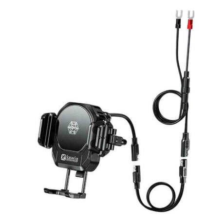 Kewig M33 Pro Shock-Absorbing Heat-Dissipating Wireless Charging Phone Mount Motorcycle Fan Cooling Anti-Shake Stand, Front Fork Mount