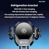 Kewig M33 Pro Shock-Absorbing Heat-Dissipating Wireless Charging Phone Mount Motorcycle Fan Cooling Anti-Shake Stand, Front Fork Mount