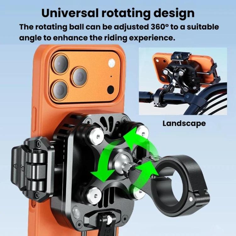 Kewig M33 Pro Shock-Absorbing Heat-Dissipating Wireless Charging Phone Mount Motorcycle Fan Cooling Anti-Shake Stand, Front Fork Mount