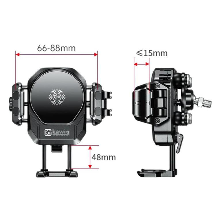Kewig M33 Pro Shock-Absorbing Heat-Dissipating Wireless Charging Phone Mount Motorcycle Fan Cooling Anti-Shake Stand, Front Fork Mount