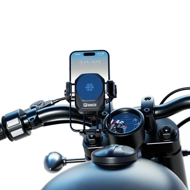 Kewig M33 Pro Shock-Absorbing Heat-Dissipating Wireless Charging Phone Mount Motorcycle Fan Cooling Anti-Shake Stand, Front Fork Mount