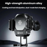 Kewig M33 Pro Shock-Absorbing Heat-Dissipating Wireless Charging Phone Mount Motorcycle Fan Cooling Anti-Shake Stand, Front Fork Mount