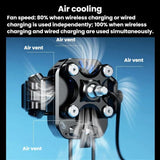Kewig M33 Pro Shock-Absorbing Heat-Dissipating Wireless Charging Phone Mount Motorcycle Fan Cooling Anti-Shake Stand, Front Fork Mount