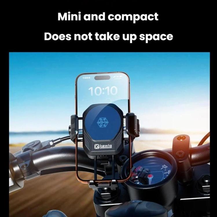 Kewig M33 Pro Shock-Absorbing Heat-Dissipating Wireless Charging Phone Mount Motorcycle Fan Cooling Anti-Shake Stand, Front Fork Mount