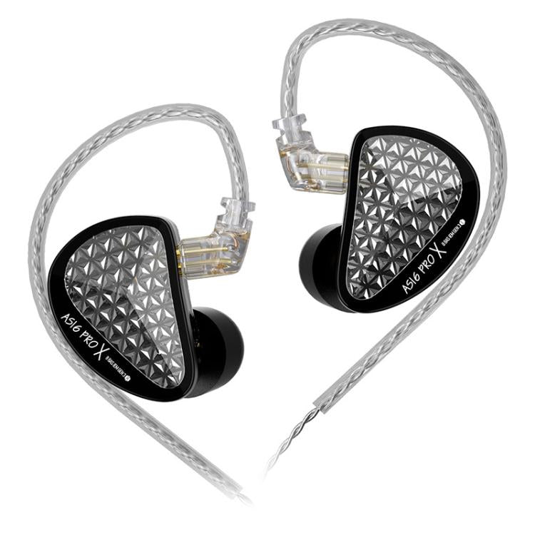 KZ AS16 PRO X 16BA In-Ear Hi-Fi Monitoring 1.2m Wired Earphone, Standard, With Mic