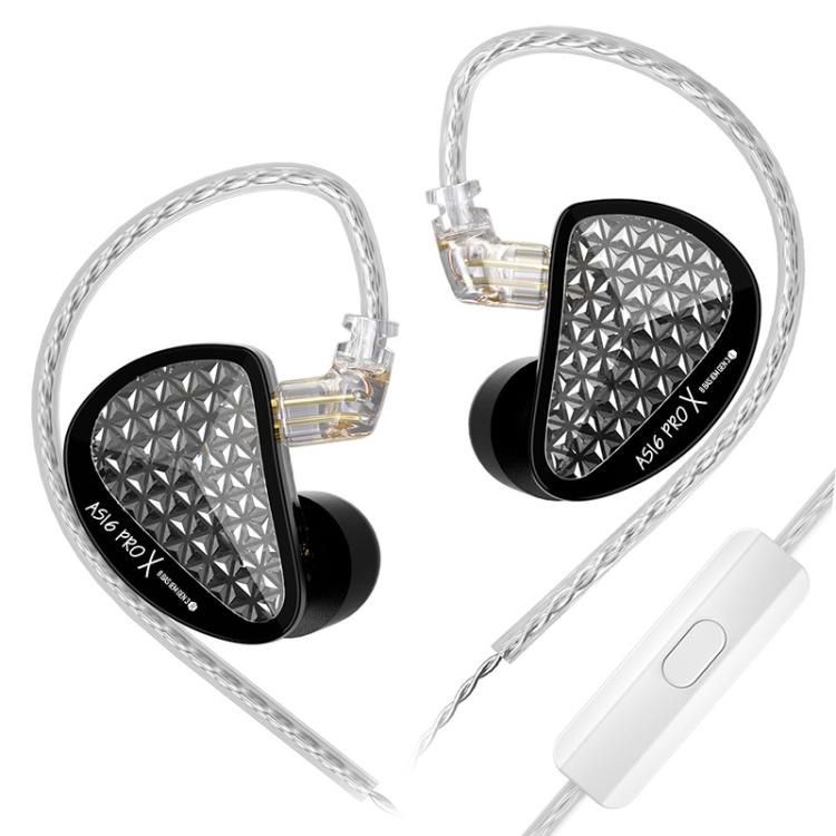 KZ AS16 PRO X 16BA In-Ear Hi-Fi Monitoring 1.2m Wired Earphone, Standard, With Mic