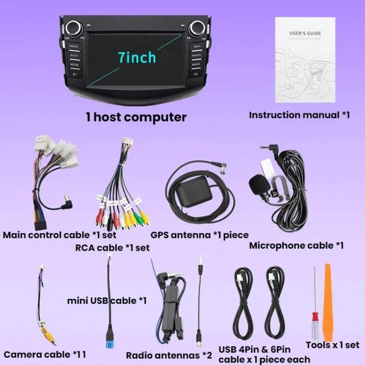 7 inch Smartphone-connected GPS Navigator For Toyota RAV4, Quad-core 2GB+32GB, Quad-core 2GB+64GB, Octa-core 4GB+64GB