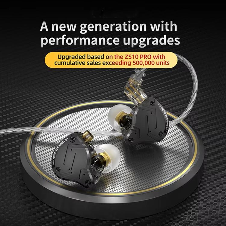 KZ-ZS10 PRO X 10-driver Dynamic Driver+Balanced Armature 1.2m Wired Earphones, Without Mic, With Mic