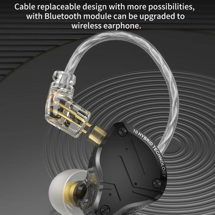 KZ-ZS10 PRO X 10-driver Dynamic Driver+Balanced Armature 1.2m Wired Earphones, Without Mic, With Mic