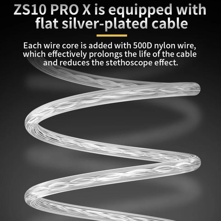 KZ-ZS10 PRO X 10-driver Dynamic Driver+Balanced Armature 1.2m Wired Earphones, Without Mic, With Mic