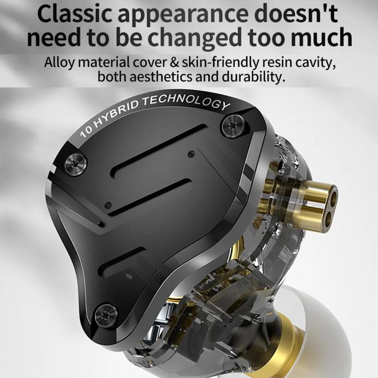 KZ-ZS10 PRO X 10-driver Dynamic Driver+Balanced Armature 1.2m Wired Earphones, Without Mic, With Mic