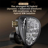 KZ-ZA12 Wired Earphones – Hybrid Dynamic + Balanced Armature, Hi-Fi Stage Monitor