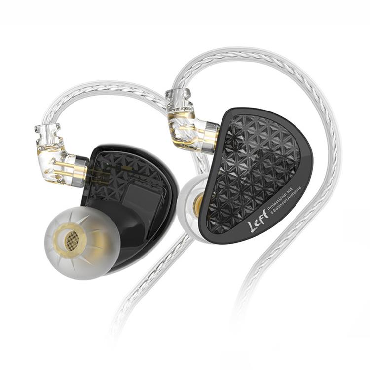 KZ-AS16 PRO 8-Driver Pure Balanced Armature In-Ear 1.2m Wired Earphones, Green Standard, Green With Mic, Black Standard, Black With Mic