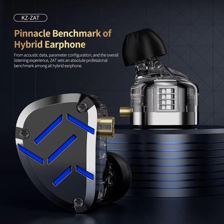 KZ-ZAT 1.2m Wired In-Ear Earhones With 1 Dynamic Driver and 8 Balanced Armature Drivers Hi-Fi Stage Monitoring Earbuds, Standard, With Mic