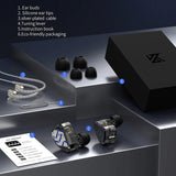 KZ-ZAT 1.2m Wired In-Ear Earhones With 1 Dynamic Driver and 8 Balanced Armature Drivers Hi-Fi Stage Monitoring Earbuds, Standard, With Mic