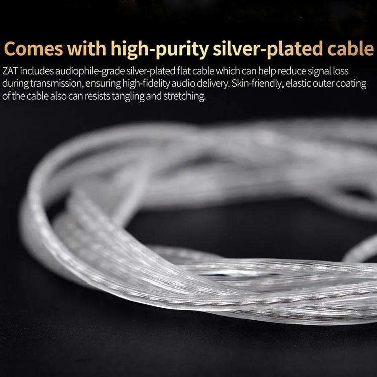 KZ-ZAT 1.2m Wired In-Ear Earhones With 1 Dynamic Driver and 8 Balanced Armature Drivers Hi-Fi Stage Monitoring Earbuds, Standard, With Mic