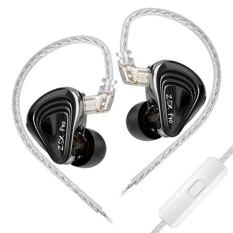 KZ ZSX PRO 5BA+1DD Hybrid-Driver 1.2m Wired Earphones HiFi Audio Sports Gaming Detachable Cable Design, Standard, With Mic
