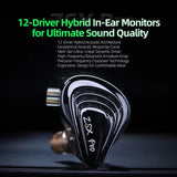 KZ ZSX PRO 5BA+1DD Hybrid-Driver 1.2m Wired Earphones HiFi Audio Sports Gaming Detachable Cable Design, Standard, With Mic