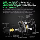 KZ ZSX PRO 5BA+1DD Hybrid-Driver 1.2m Wired Earphones HiFi Audio Sports Gaming Detachable Cable Design, Standard, With Mic
