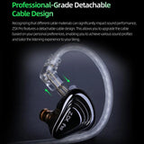 KZ ZSX PRO 5BA+1DD Hybrid-Driver 1.2m Wired Earphones HiFi Audio Sports Gaming Detachable Cable Design, Standard, With Mic